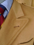 26/0057 stunning vintage daks virgin wool camel coat british warm overcoat w/ leather buttons 38 short