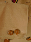26/0057 stunning vintage daks virgin wool camel coat british warm overcoat w/ leather buttons 38 short