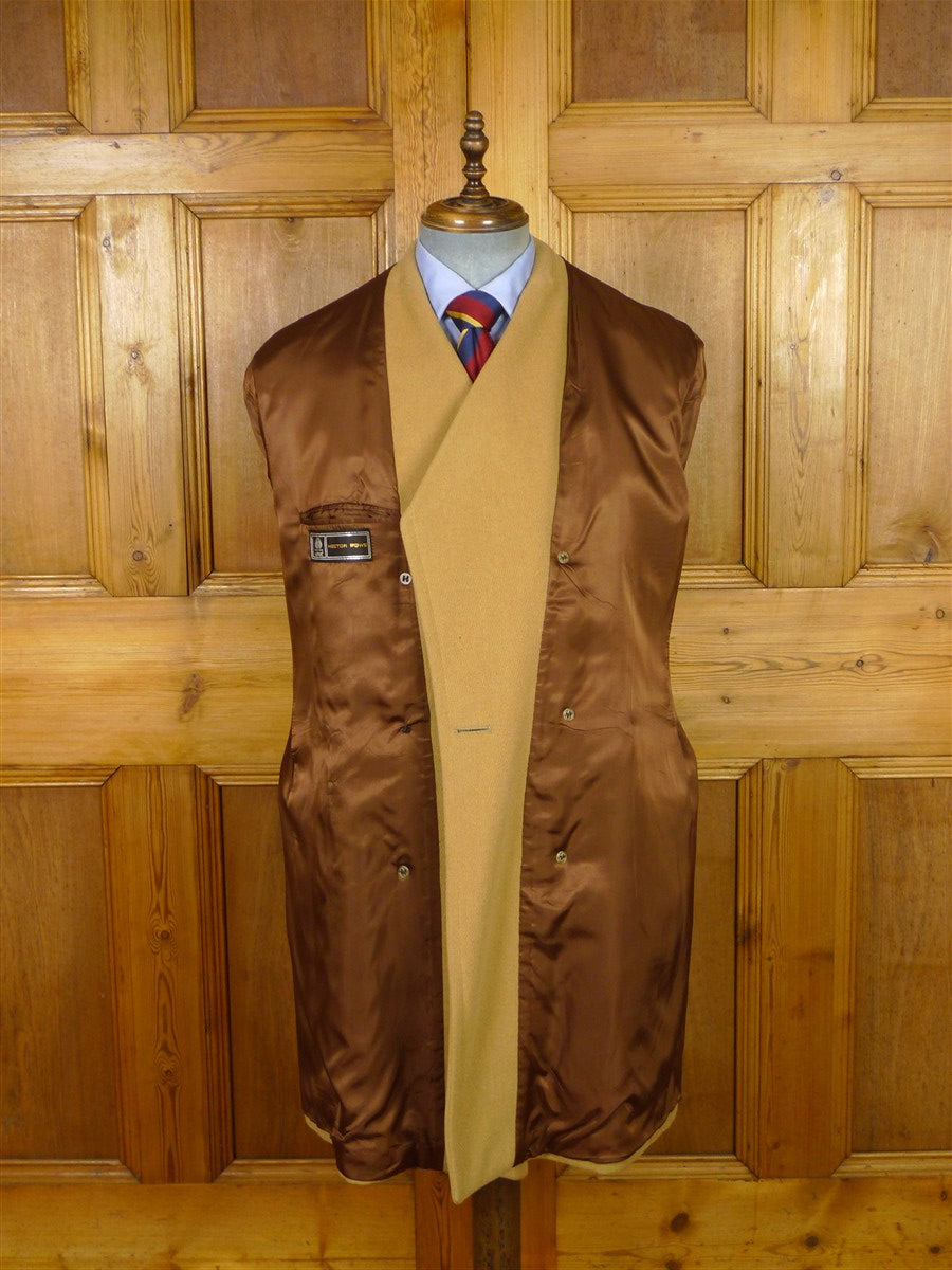 26/0056 vintage british textured camel wool d/b pea coat overcoat 42