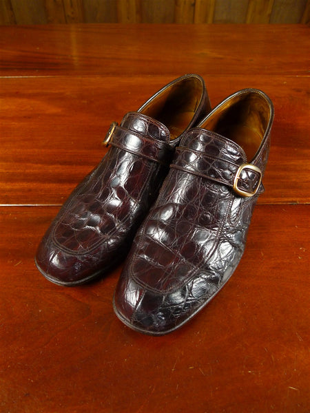 26/0036 vintage bally brown crocodile skin buckle shoe uk 7.5 (uk shipping only)