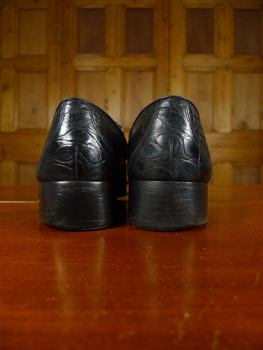 26/0038 vintage bally black crocodile skin buckle shoe uk 7.5 (uk shipping only)