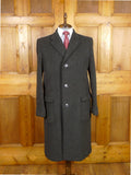 26/0052 vintage 1950s extra heavy crombie textured wool grey overcoat w/ gauntlet cuff 39-40