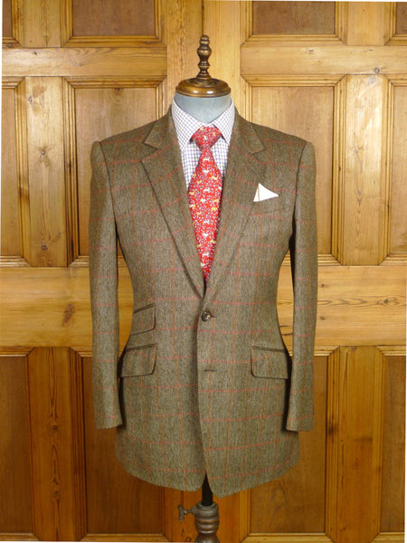 26/0061 near immaculate chester barrie savile row brown / red wp check tweed sports jacket blazer 38 regular