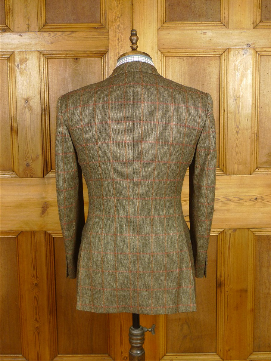 26/0061 near immaculate chester barrie savile row brown / red wp check tweed sports jacket blazer 38 regular
