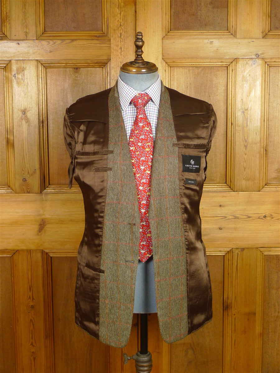 26/0061 near immaculate chester barrie savile row brown / red wp check tweed sports jacket blazer 38 regular