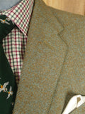 26/0063 wonderful 1950s vintage lovat green harris tweed jacket w/ original leather buttons 40 regular