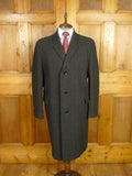 26/0076 nr immaculate vintage crombie charcoal grey herringbone wool overcoat w/ gauntlet cuff 46