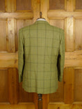 26/0068 nr immaculate stewart christie edinburgh bespoke heavyweight green wp check 3-piece suit  w/ ext trs 45 regular