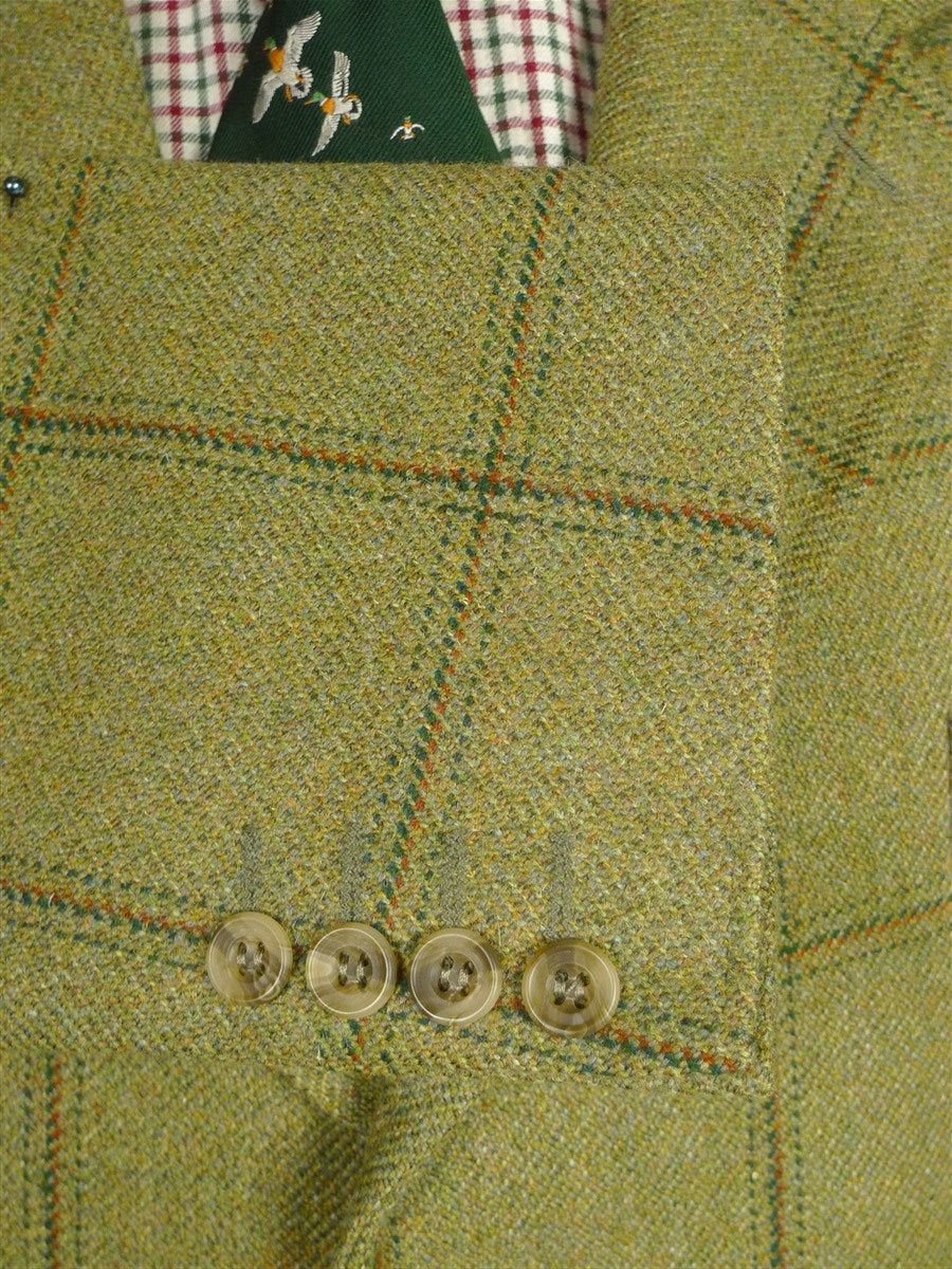 26/0068 nr immaculate stewart christie edinburgh bespoke heavyweight green wp check 3-piece suit  w/ ext trs 45 regular