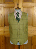 26/0068 nr immaculate stewart christie edinburgh bespoke heavyweight green wp check 3-piece suit  w/ ext trs 45 regular