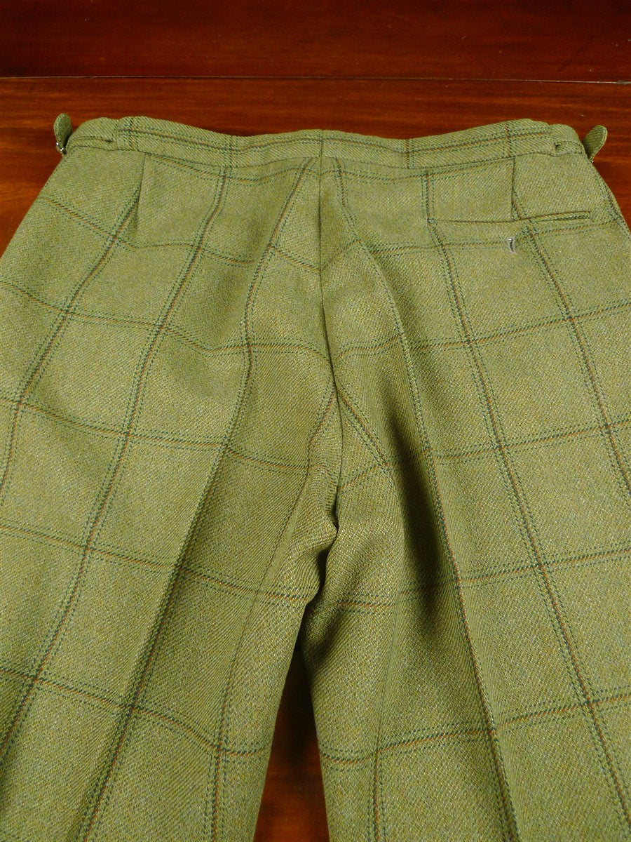 26/0068 nr immaculate stewart christie edinburgh bespoke heavyweight green wp check 3-piece suit  w/ ext trs 45 regular