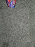 26/0070 near immaculate vintage british grey herringbone wool chesterfield coat overcoat 40-41