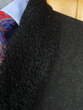 26/0071 immaculate 1960s vintage west of england wool charcoal grey d/b pea coat overcoat w/ astrakhan collar 42
