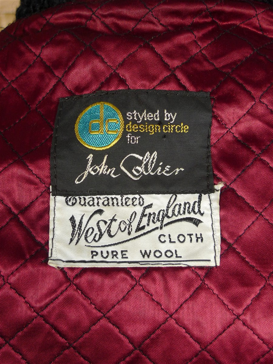 26/0071 immaculate 1960s vintage west of england wool charcoal grey d/b pea coat overcoat w/ astrakhan collar 42