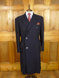 26/0072 wonderful genuine 1950s vintage extra-heavyweight navy blue wool twill d/b king coat overcoat 40-41 long