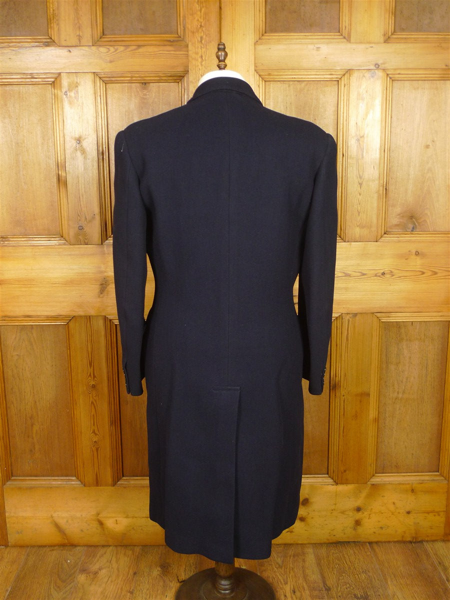 26/0072 wonderful genuine 1950s vintage extra-heavyweight navy blue wool twill d/b king coat overcoat 40-41 long