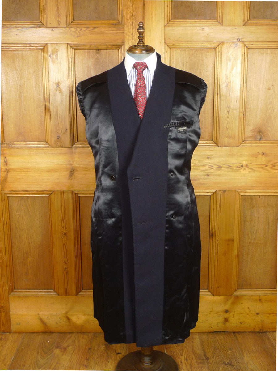 26/0072 wonderful genuine 1950s vintage extra-heavyweight navy blue wool twill d/b king coat overcoat 40-41 long