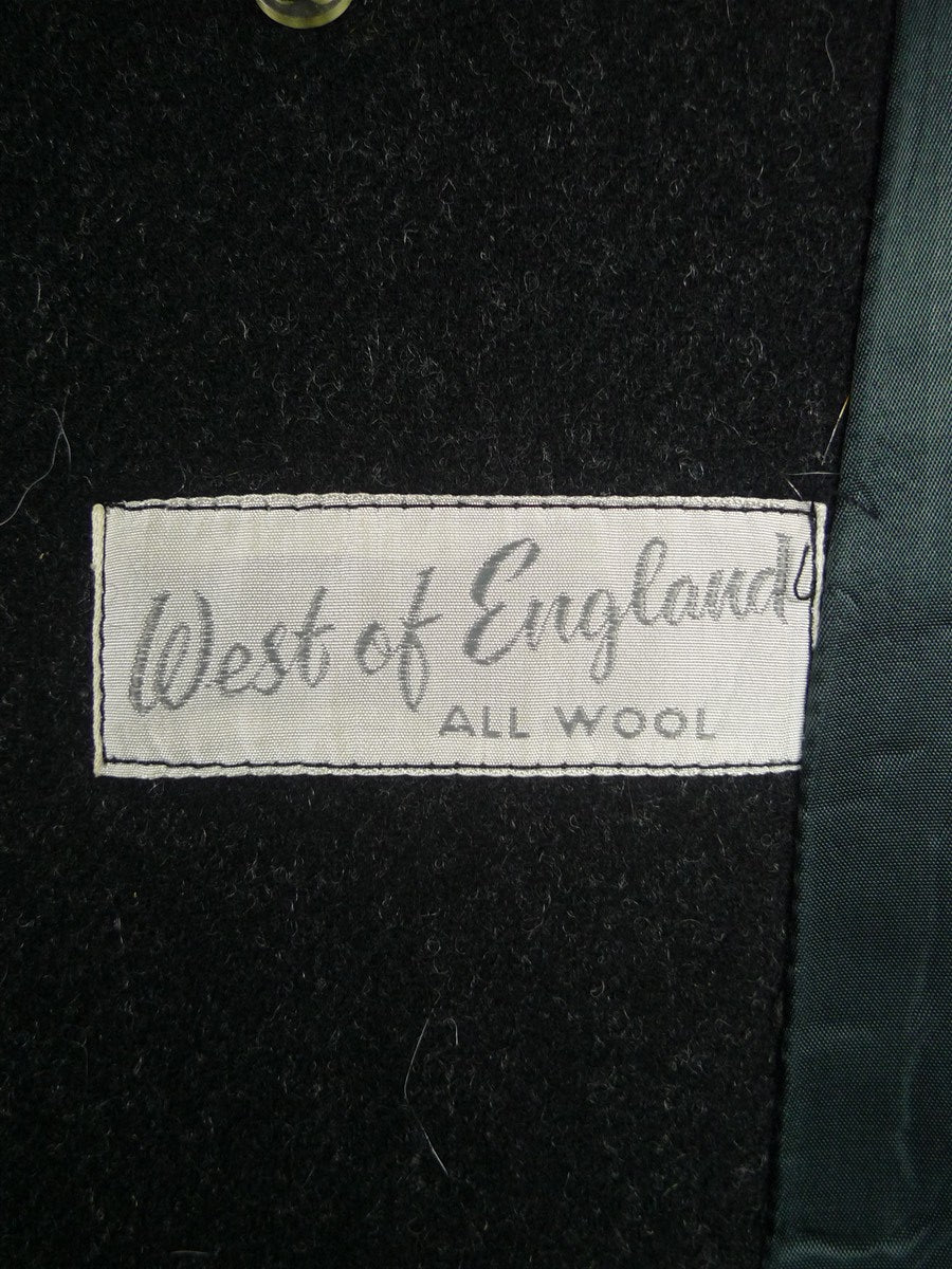 26/0078 immaculate heavyweight charcoal grey herringbone west of england wool overcoat 41-42