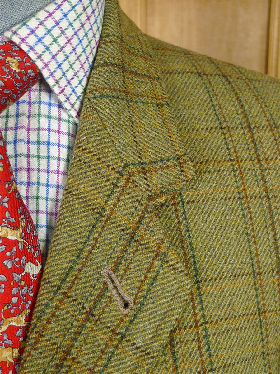 26/0059 immaculate vintage british bespoke green wp check tweed hacking jacket 40 regular