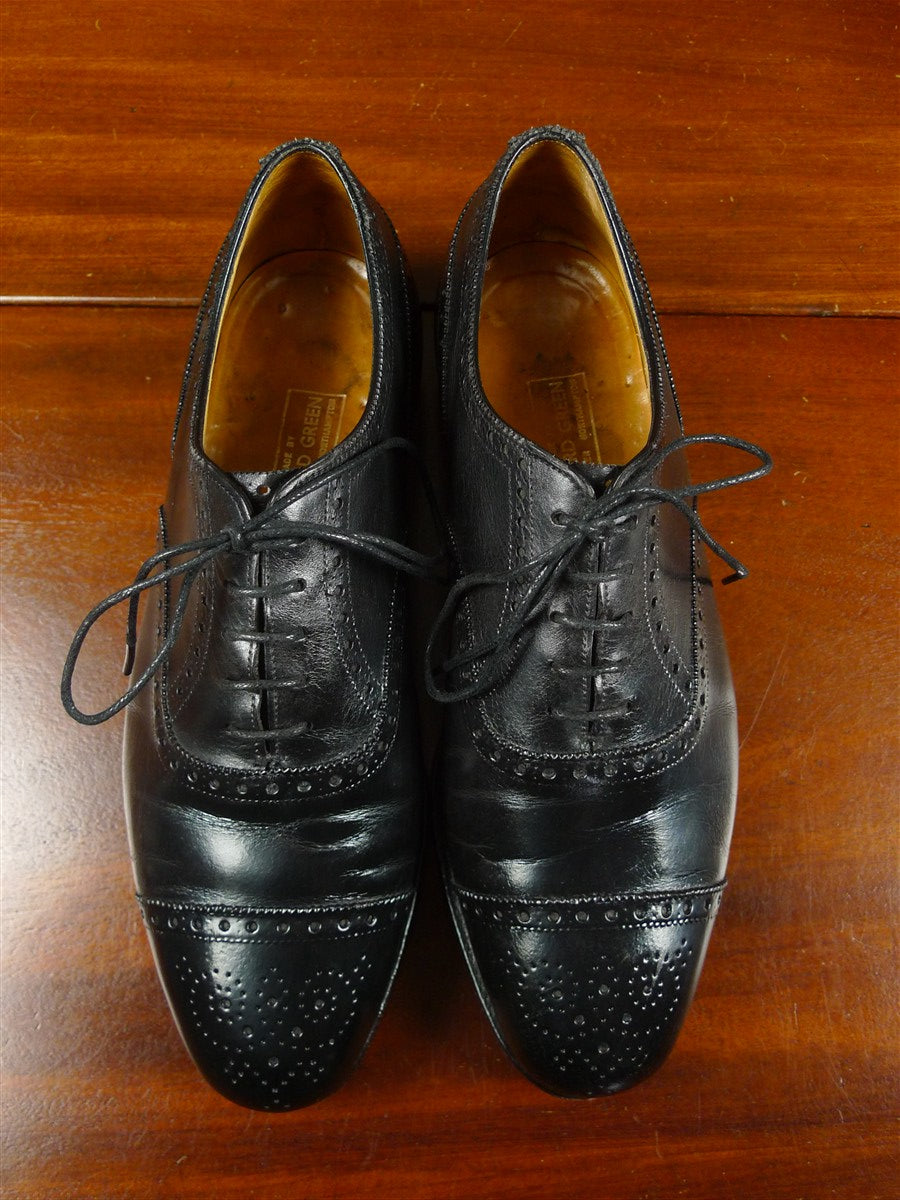 26/0081 edward green custom grade black leather brogue shoe uk 7.5