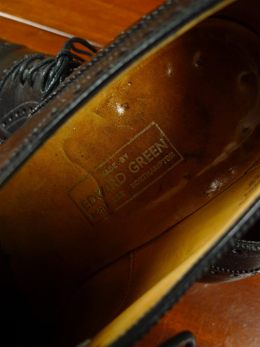 26/0081 edward green custom grade black leather brogue shoe uk 7.5