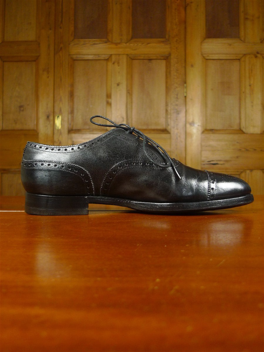 26/0081 edward green custom grade black leather brogue shoe uk 7.5