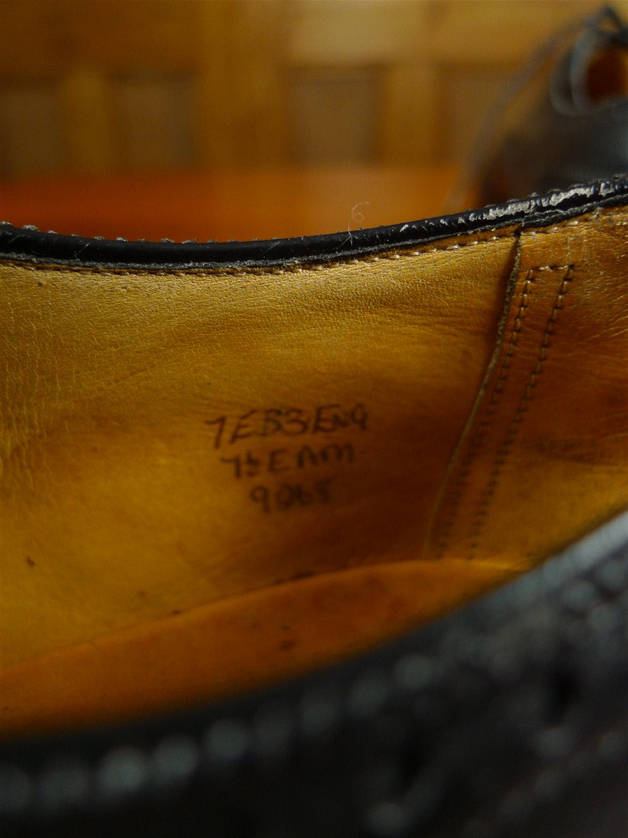 26/0081 edward green custom grade black leather brogue shoe uk 7.5