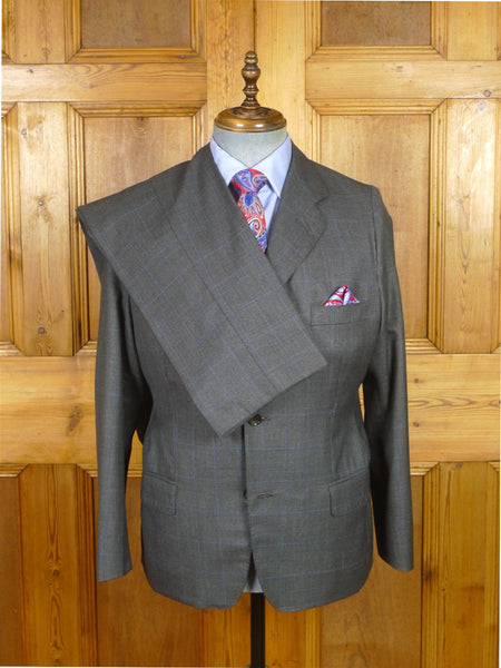 26/0115 beautiful luis herrera sevilla bespoke grey / blue wp check superfine wool suit 39 short