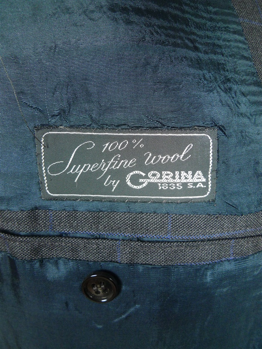 26/0115 beautiful luis herrera sevilla bespoke grey / blue wp check superfine wool suit 39 short