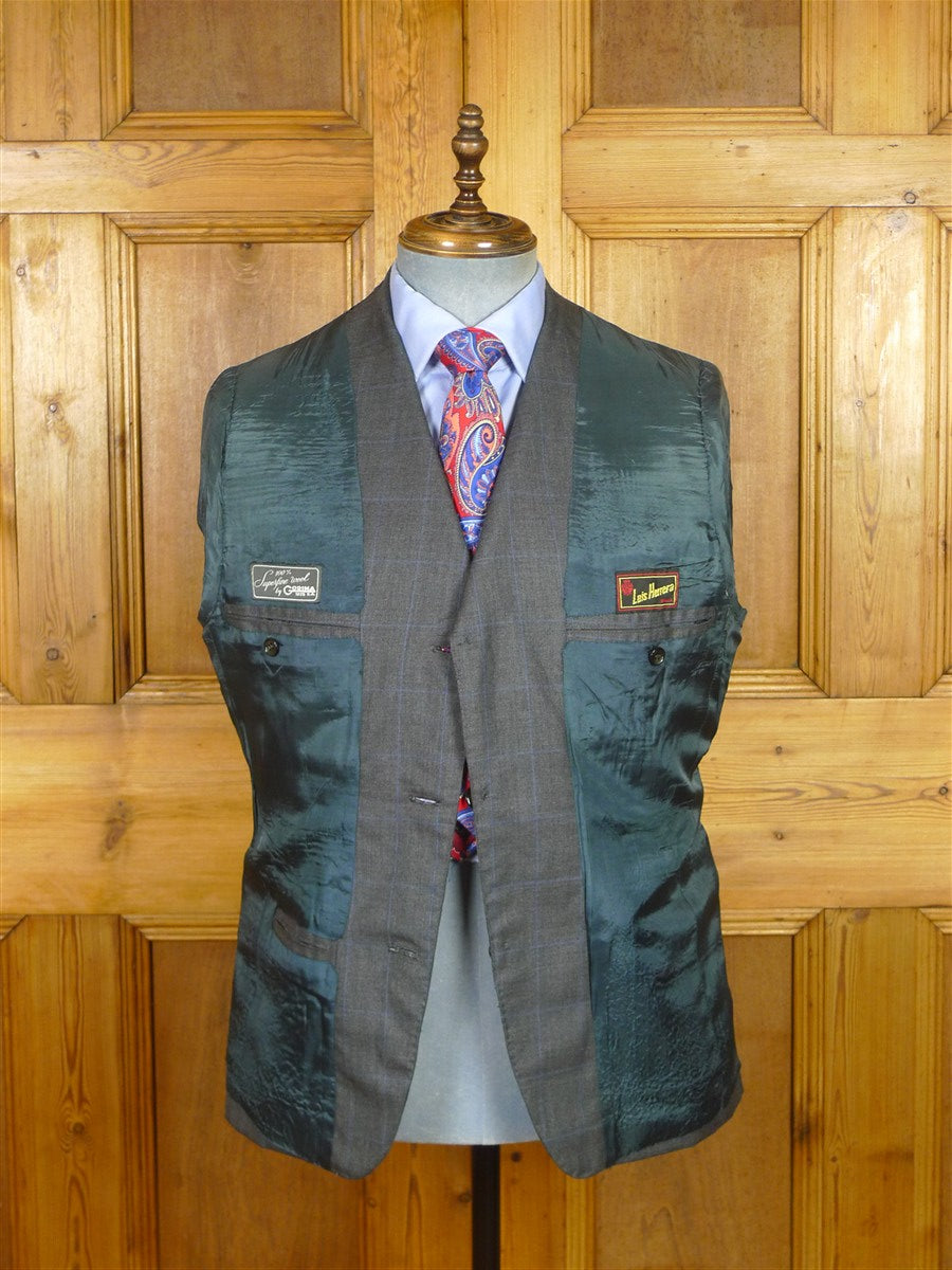 26/0115 beautiful luis herrera sevilla bespoke grey / blue wp check superfine wool suit 39 short