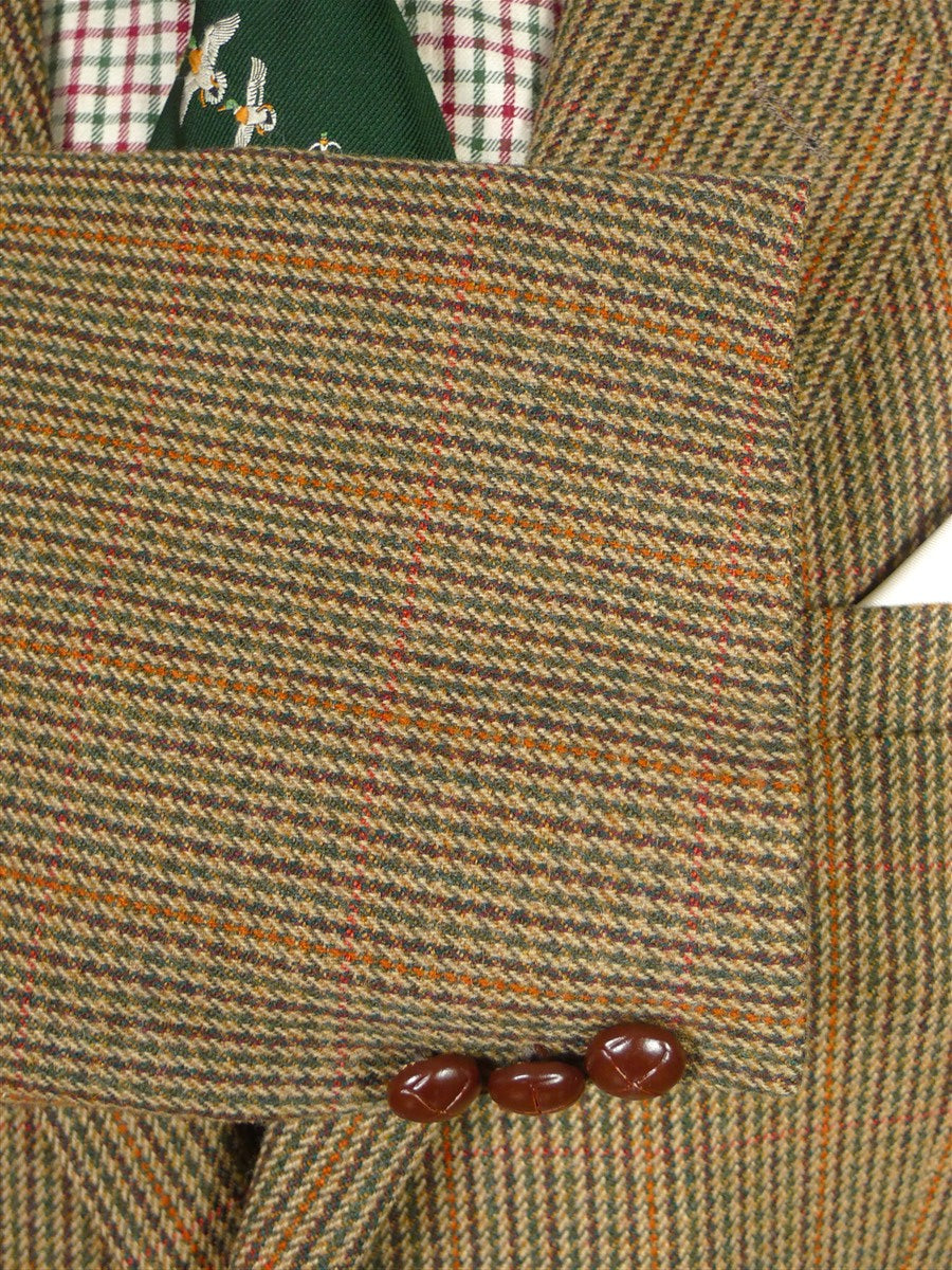 26/0132 near immaculate john g hardy gun check tweed jacket w/ leather buttons 42 long