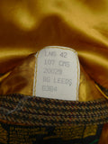 26/0132 near immaculate john g hardy gun check tweed jacket w/ leather buttons 42 long