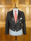 26/0146 immaculate bespoke tailored prince charlie black mohair evening jacket 39 short to regular