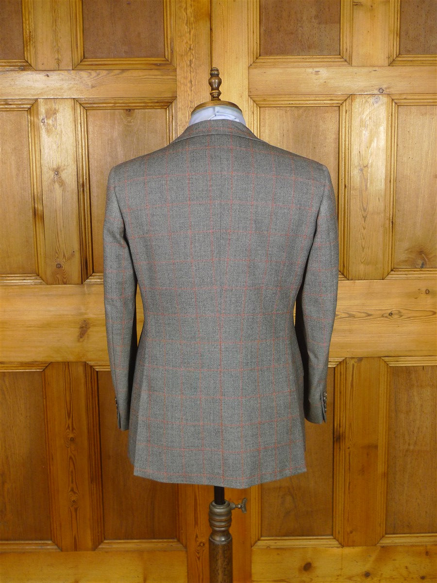 26/0168 fabulous vintage turnbull & asser london heavyweight grey / red wp check worsted suit 40 short