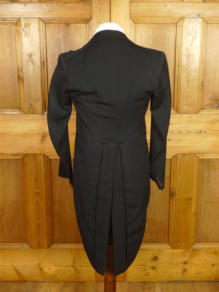 26/0171 genuine 1930s vintage black barathea wool evening tailcoat tails w/ marcella silk facings 32 regular