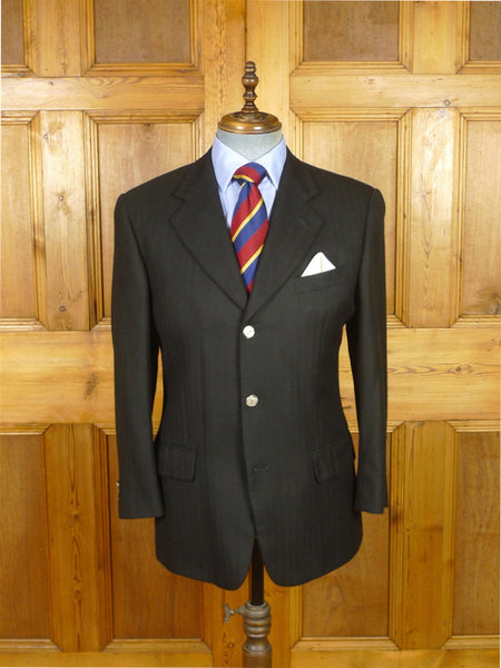 26/0180 near immaculate italian loro piana spun cashmere black herringbone blazer 40 short