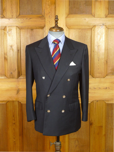 26/0182 vintage brioni navy blue canvassed d/b worsted blazer w/ silver buttons 39-40 short
