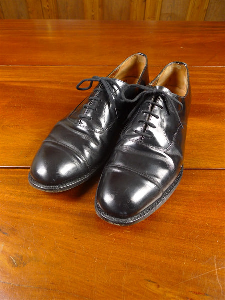 26/0216 vintage church's custom grade plain-toe black leather oxford shoe uk 10