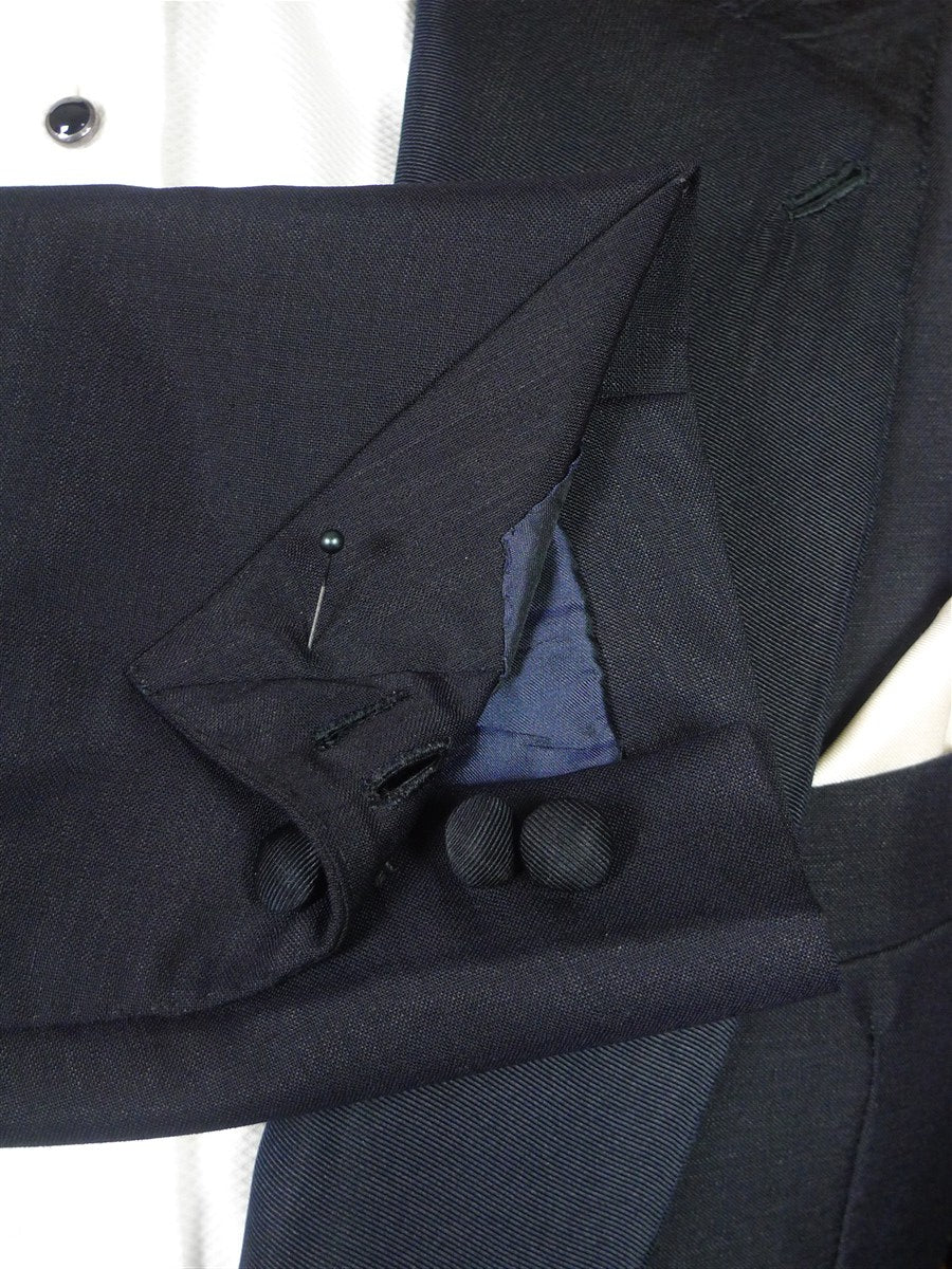 26/0208 exceptional 2017 lh napoli italian bespoke midnight blue mohair dinner suit w/ grosgrain silk facings 40 long