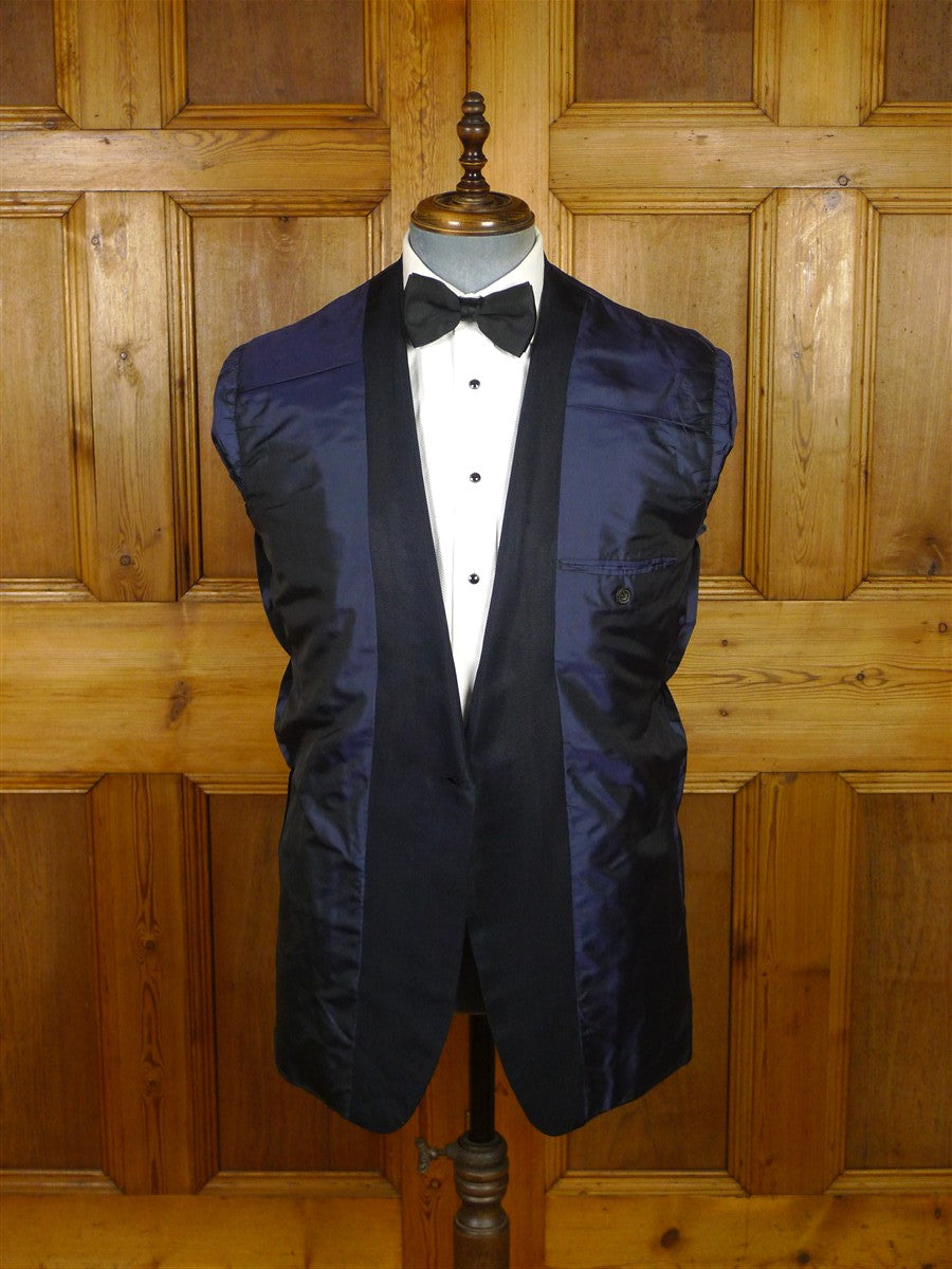 26/0208 exceptional 2017 lh napoli italian bespoke midnight blue mohair dinner suit w/ grosgrain silk facings 40 long