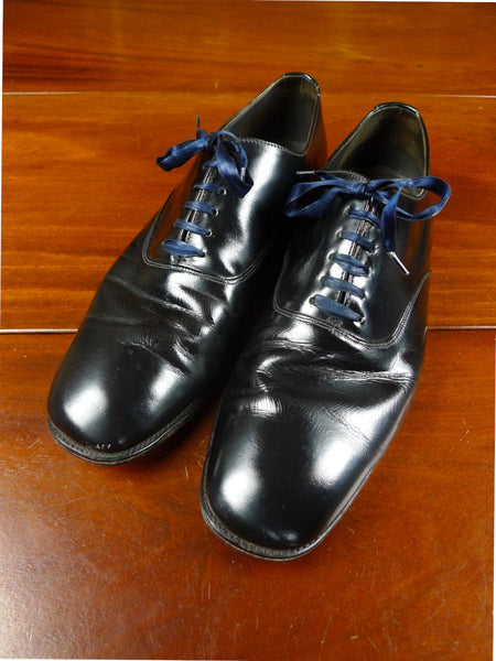 26/0214 wonderful vintage moss bros covent garden black leather evening dress shoe uk 9