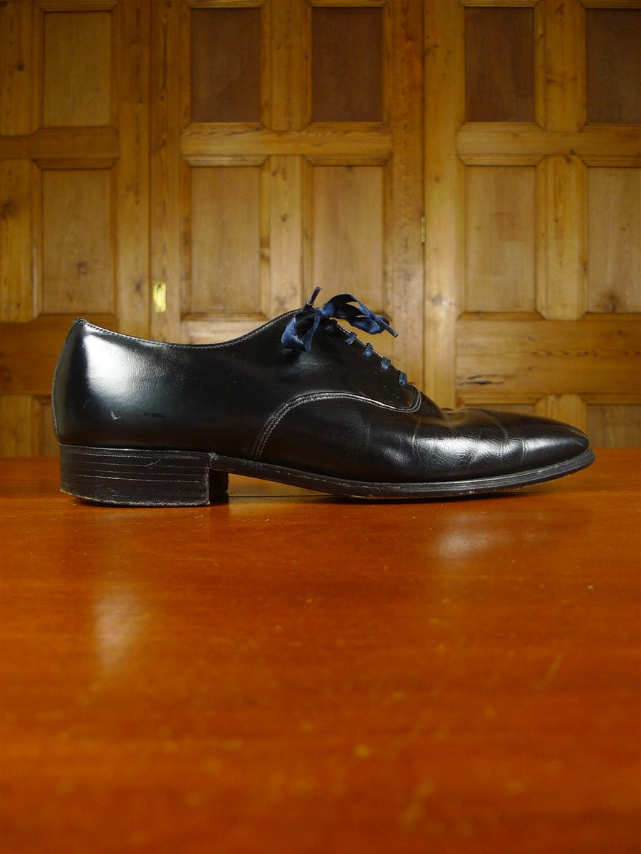 26/0214 wonderful vintage moss bros covent garden black leather evening dress shoe uk 9