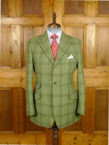 26/0211 vintage cordings piccadilly heavyweight green wp check tweed sports jacket 40 long