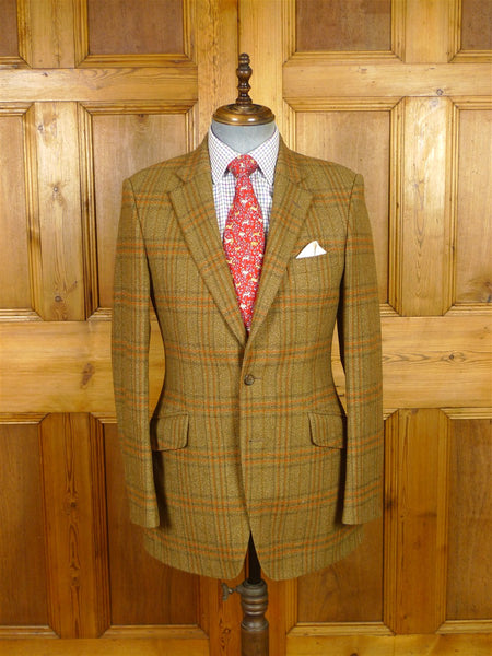 26/0205 vintage gieves & hawkes savile row tan brown wp check tweed jacket 37 long