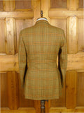 26/0205 vintage gieves & hawkes savile row tan brown wp check tweed jacket 37 long