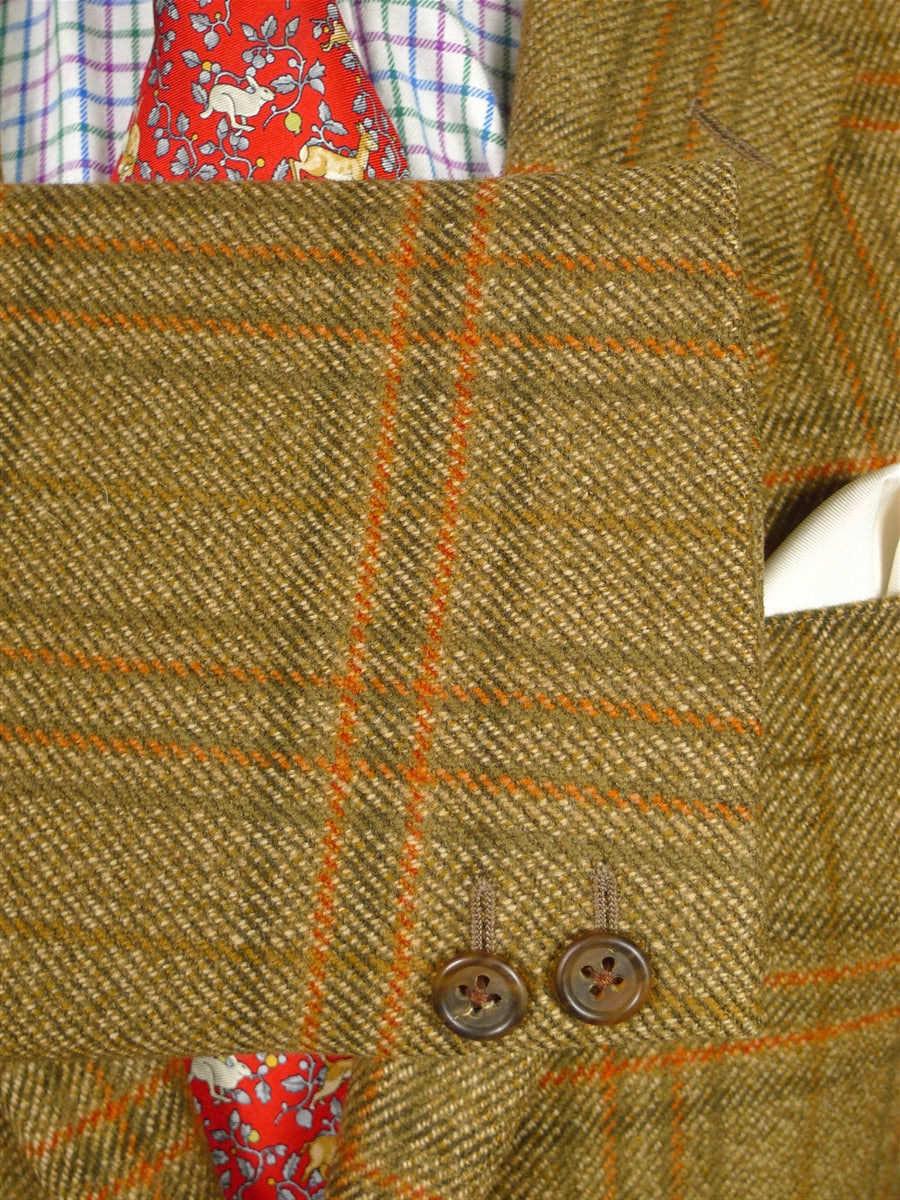 26/0205 vintage gieves & hawkes savile row tan brown wp check tweed jacket 37 long