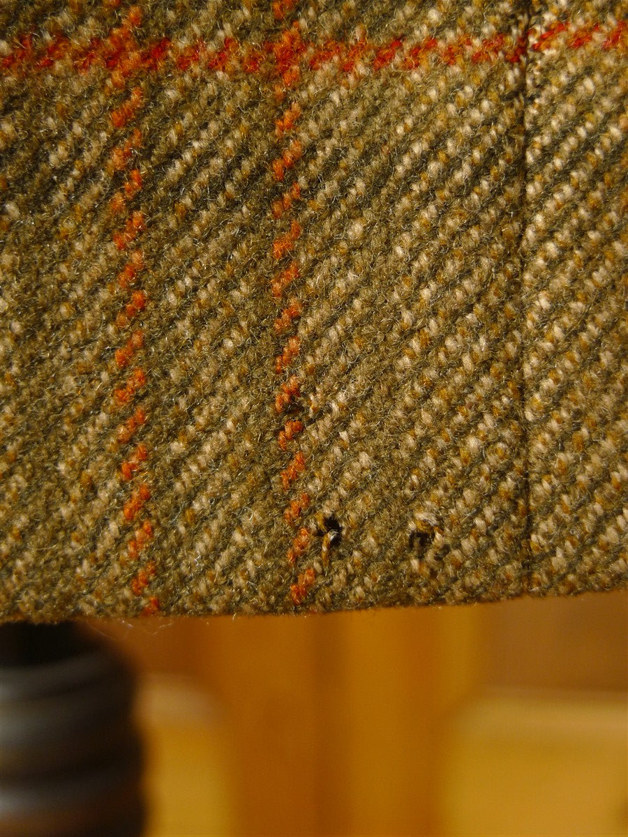 26/0205 vintage gieves & hawkes savile row tan brown wp check tweed jacket 37 long