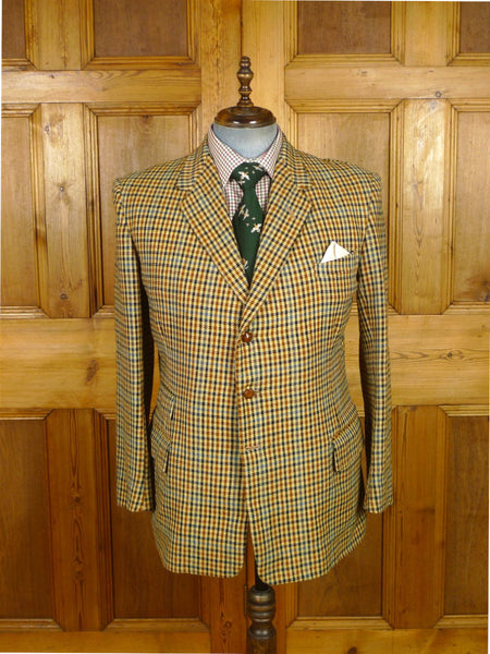 26/0203 heavyweight 1950s 1960s vintage northumbrian tweed brown gun check sports jacket 42 regular