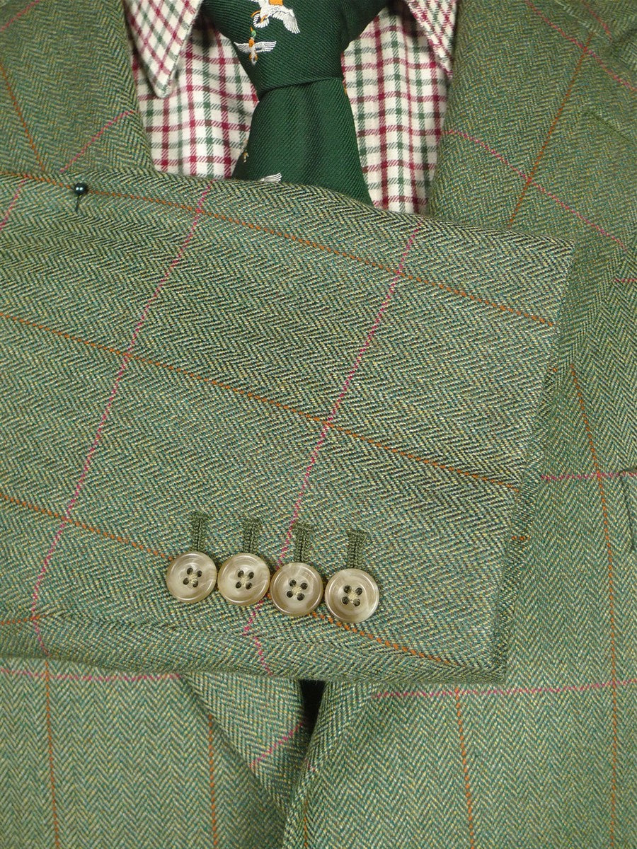 26/0204 immaculate 2012 bespoke tailored green / red wp check tweed sports jacket 44 short to regular