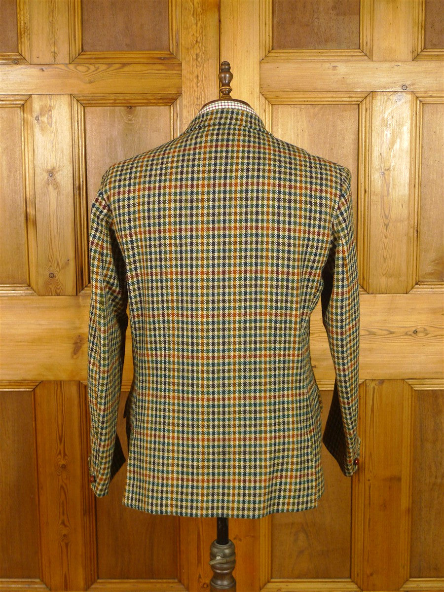26/0199 fabulous 1950s 1960s vintage british bold gun check tweed jacket w/ beautiful detailing 43 regular